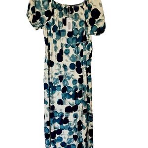 Chic Blue and White Maxi Dress